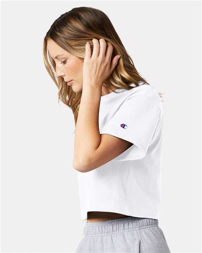 Champion Women's Heritage Jersey Crop T-Shirt T453W Custom Embroidered Business Logo