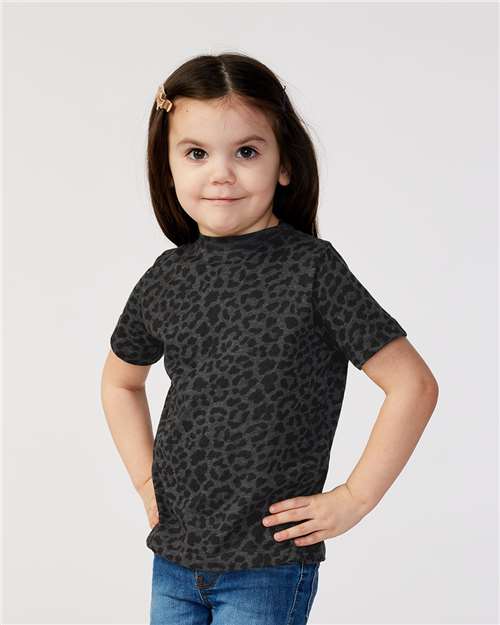 Rabbit Skins Toddler Fine Jersey Tee 3321 Black Leopard