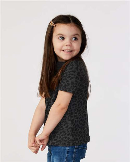 Rabbit Skins Toddler Fine Jersey Tee 3321 Black Leopard