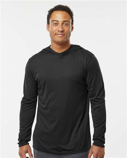 Custom Embroidered  Holloway Momentum Hooded Long Sleeve T-Shirt 222830 Black