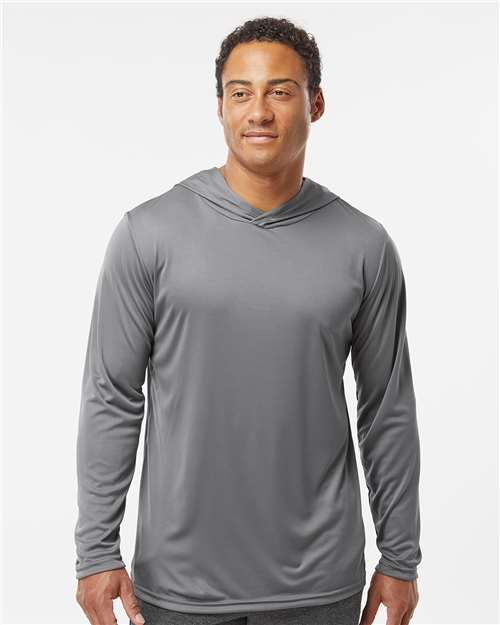 Custom Embroidered  Holloway Momentum Hooded Long Sleeve T-Shirt 222830 Graphite