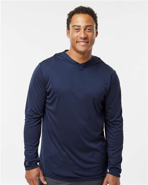 Custom Embroidered  Holloway Momentum Hooded Long Sleeve T-Shirt 222830 Navy