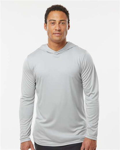 Custom Embroidered  Holloway Momentum Hooded Long Sleeve T-Shirt 222830 Silver