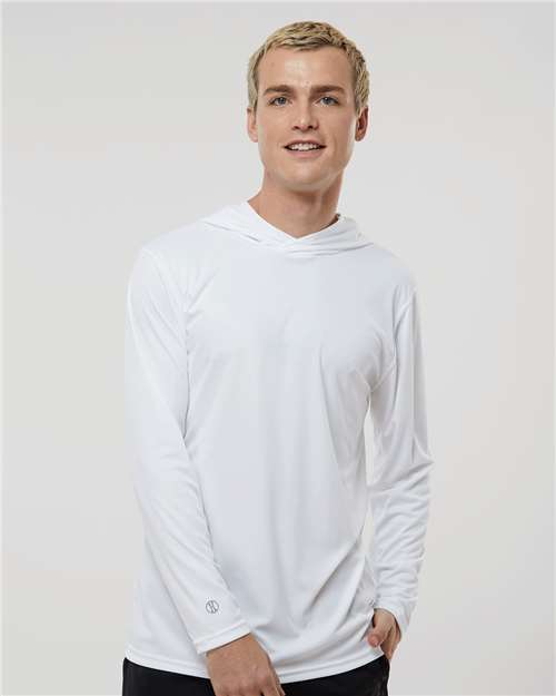 Custom Embroidered  Holloway Momentum Hooded Long Sleeve T-Shirt 222830 White