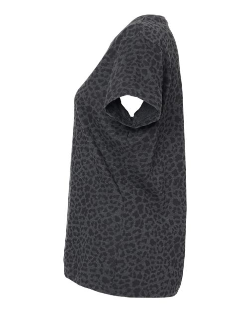 LAT Women's Fine Jersey Tee 3516 Black Leopard