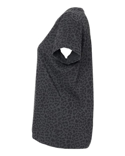 LAT Women's Fine Jersey Tee 3516 Black Leopard