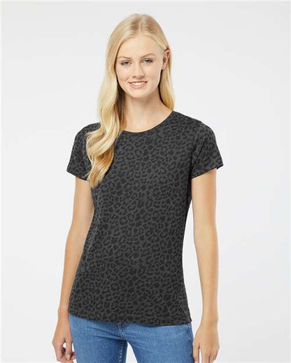 LAT Women's Fine Jersey Tee 3516 Black Leopard