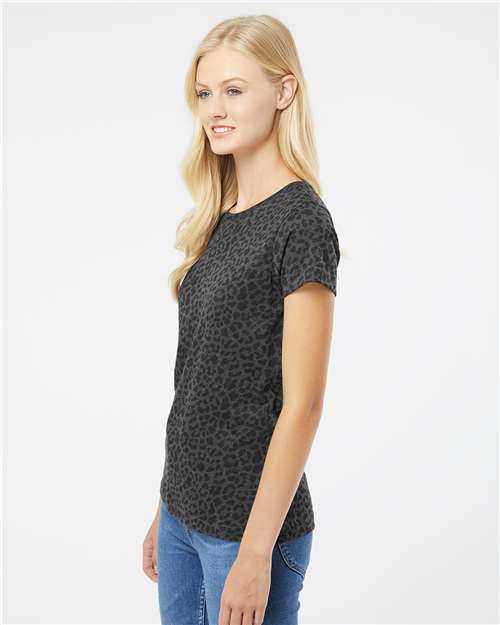 LAT Women's Fine Jersey Tee 3516 Black Leopard