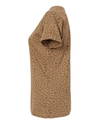 LAT Women's Fine Jersey Tee 3516 Brown Leopard