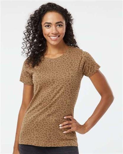 LAT Women's Fine Jersey Tee 3516 Brown Leopard