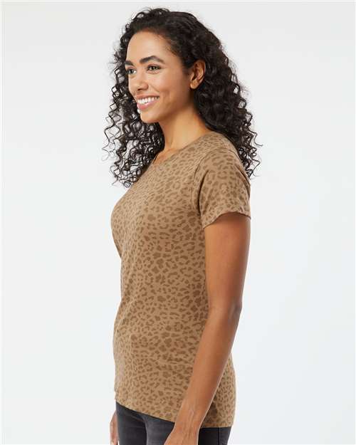 LAT Women's Fine Jersey Tee 3516 Brown Leopard
