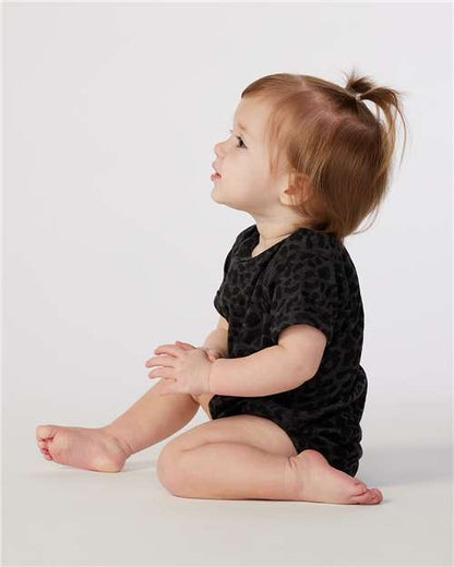 Rabbit Skins Infant Fine Jersey Bodysuit 4424 Black Leopard