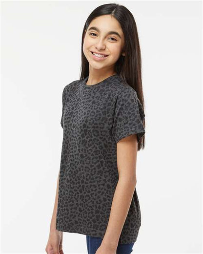 LAT Youth Fine Jersey Tee 6101 Black Leopard