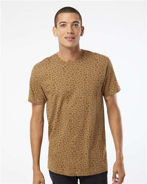 Custom Embroidered  LAT Fine Jersey Tee 6901 Brown Leopard