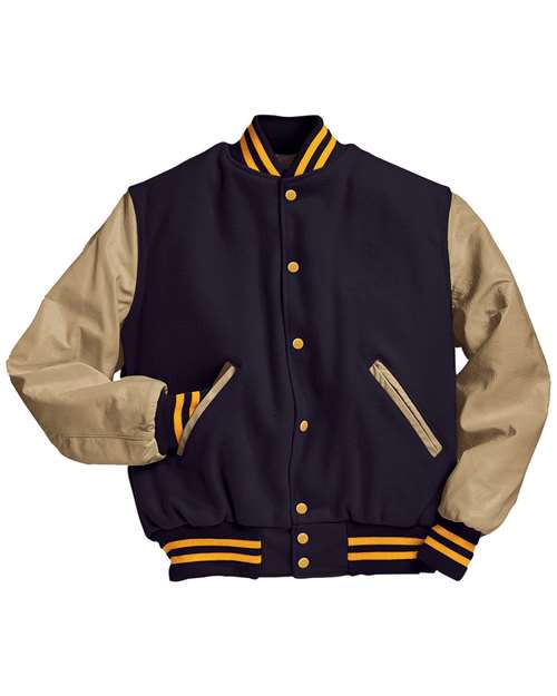 Holloway Varsity Wool Jacket 224183 Dark Navy/ Cream/ Light Gold