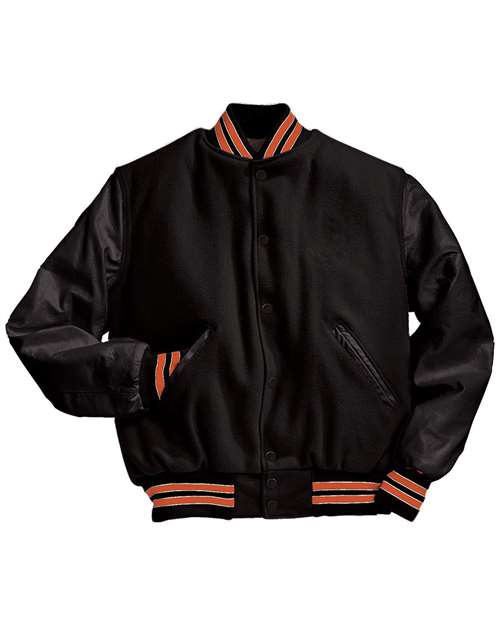 Holloway Varsity Wool Jacket 224183 Black/ Burnt Orange/ White