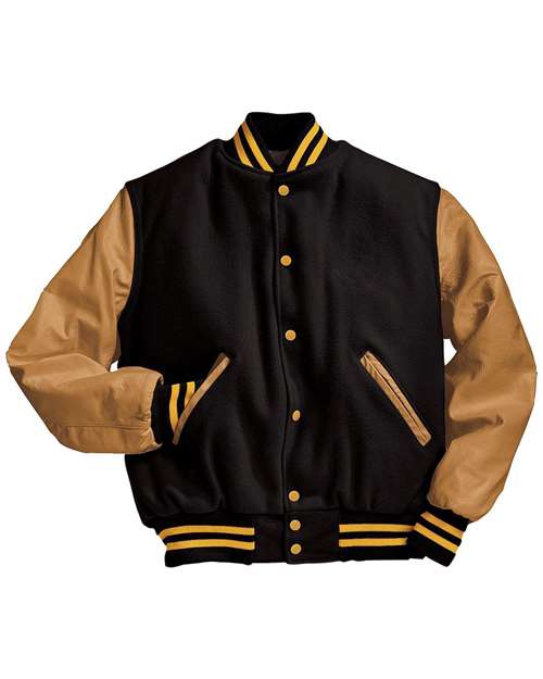 Holloway Varsity Wool Jacket 224183 Black/ Light Gold/ Light Gold