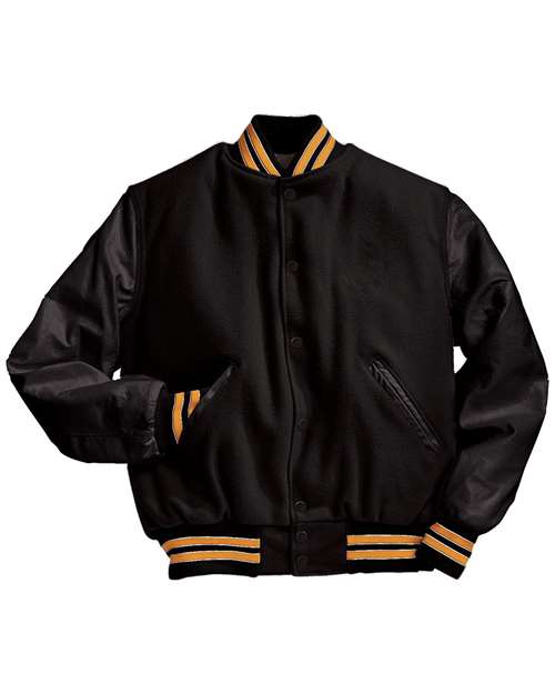 Holloway Varsity Wool Jacket 224183 Black/ Light Gold/ White