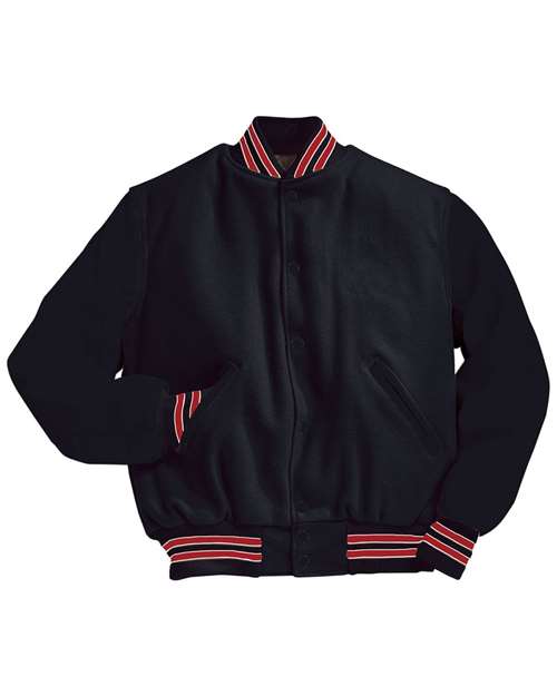 Holloway Varsity Wool Jacket 224183 Black/ Scarlet/ White