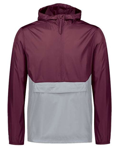 Holloway Packable Quarter-Zip Jacket 229534 Maroon/ Athletic Grey