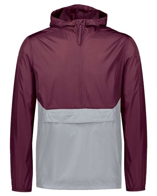 Holloway Packable Quarter-Zip Jacket 229534 Maroon/ Athletic Grey