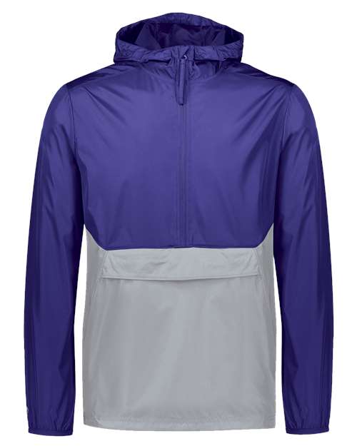 Holloway Packable Quarter-Zip Jacket 229534 Purple/ Athletic Grey