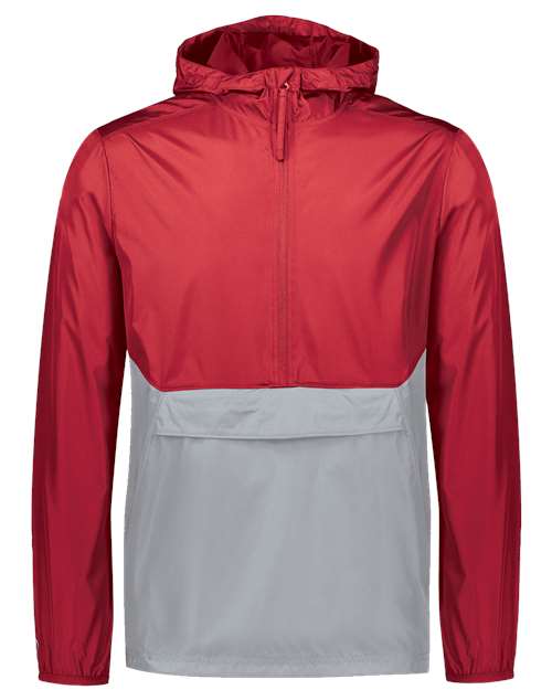 Holloway Packable Quarter-Zip Jacket 229534 Scarlet/ Athletic Grey