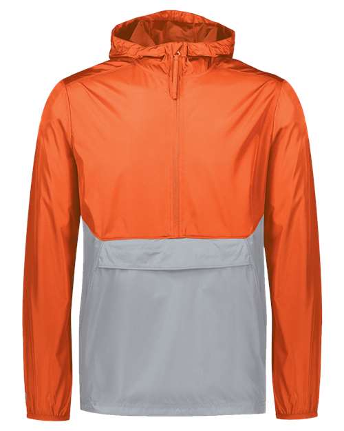 Holloway Packable Quarter-Zip Jacket 229534 Orange/ Athletic Grey