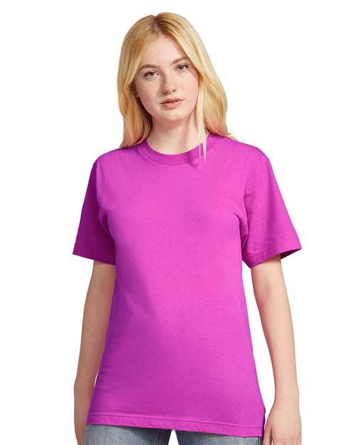 Custom Embroidered  American Apparel Fine Jersey Tee 2001 Super Pink