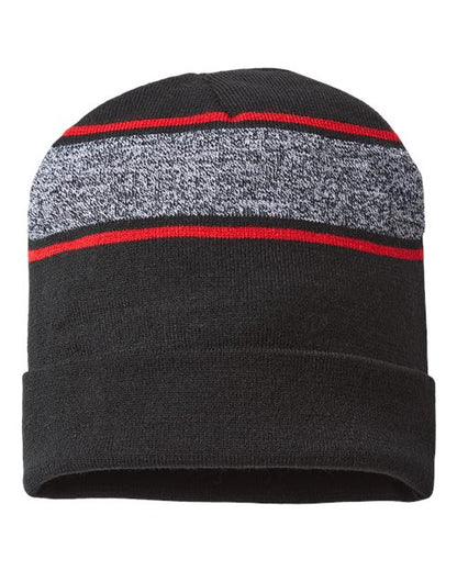 CAP AMERICA USA-Made Variegated Striped Cuffed Beanie RKV12 Custom Embroidered Business Logo