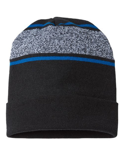 CAP AMERICA USA-Made Variegated Striped Cuffed Beanie RKV12 Custom Embroidered Business Logo