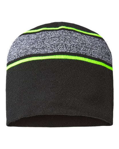 CAP AMERICA USA-Made Variegated Striped Cuffed Beanie RKV12 Custom Embroidered Business Logo