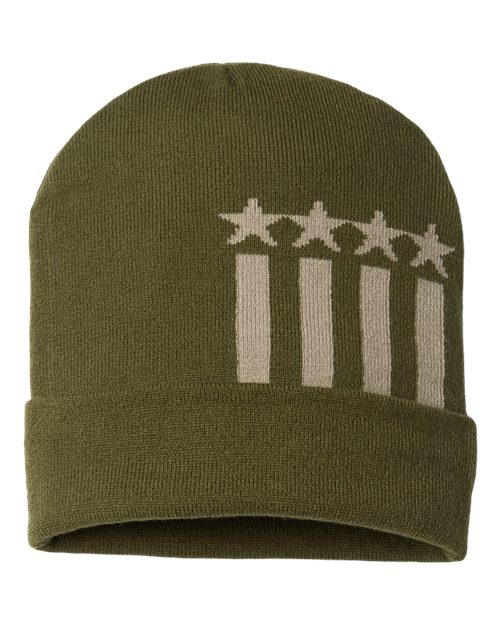 CAP AMERICA USA-Made Patriotic Cuffed Beanie RK12 Custom Embroidered Business Logo