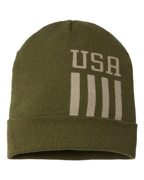 CAP AMERICA USA-Made Patriotic Cuffed Beanie RK12 Custom Embroidered Business Logo