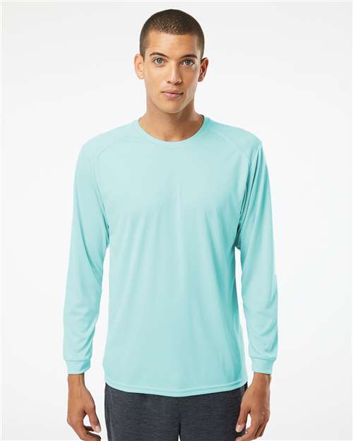 Custom Embroidered  Paragon Long Islander Performance Long Sleeve T-Shirt 210 Aqua Blue