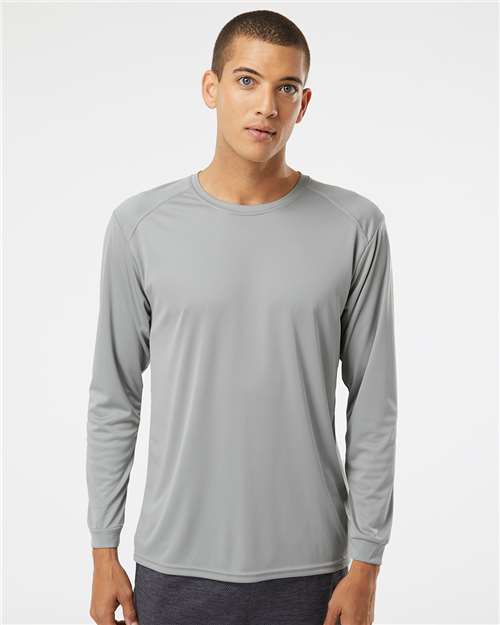 Custom Embroidered  Paragon Long Islander Performance Long Sleeve T-Shirt 210 Medium Grey