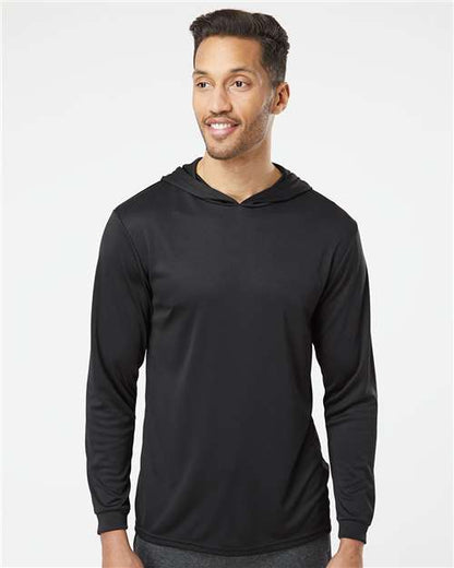 Custom Embroidered  Paragon Bahama Performance Hooded Long Sleeve T-Shirt 220 Black