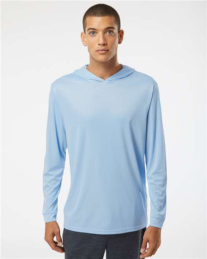 Custom Embroidered  Paragon Bahama Performance Hooded Long Sleeve T-Shirt 220 Blue Mist