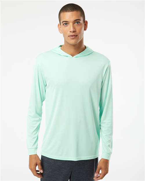Custom Embroidered  Paragon Bahama Performance Hooded Long Sleeve T-Shirt 220 Mint Green
