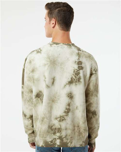 Independent Trading Co. Midweight Tie-Dyed Crewneck Sweatshirt PRM3500TD Custom Embroidered Business Logo