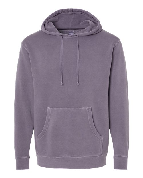 Independent Trading Co. Midweight Pigment-Dyed Hooded Sweatshirt PRM4500 Pigment Plum Custom Embroidered Business Logo