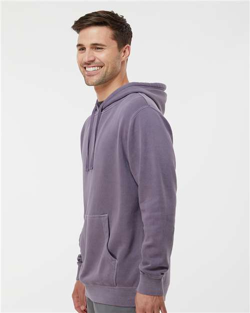 Independent Trading Co. Midweight Pigment-Dyed Hooded Sweatshirt PRM4500 Pigment Plum Custom Embroidered Business Logo