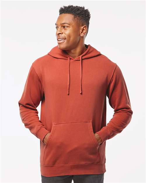Independent Trading Co. Midweight Pigment-Dyed Hooded Sweatshirt PRM4500 Pigment Alpine Green Custom Embroidered Business Logo