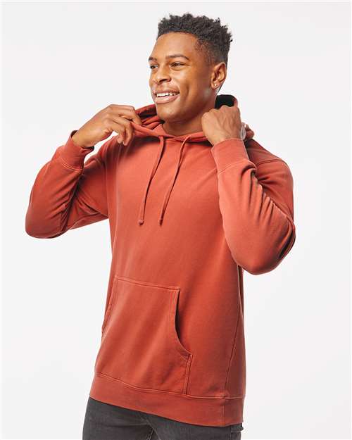 Independent Trading Co. Midweight Pigment-Dyed Hooded Sweatshirt PRM4500 Pigment Amber Custom Embroidered Business Logo