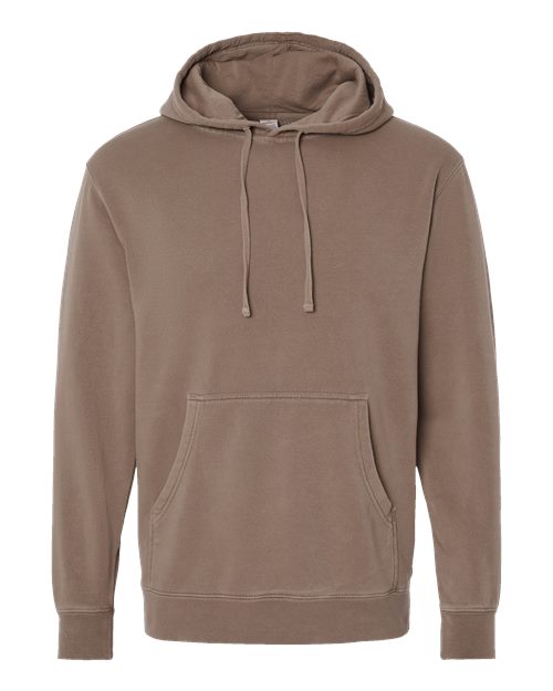 Independent Trading Co. Midweight Pigment-Dyed Hooded Sweatshirt PRM4500 Pigment Clay Custom Embroidered Business Logo