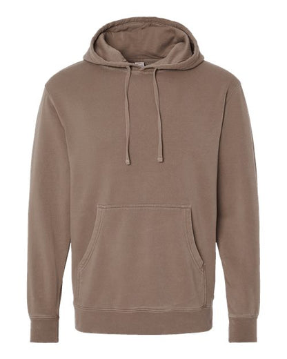 Independent Trading Co. Midweight Pigment-Dyed Hooded Sweatshirt PRM4500 Pigment Clay Custom Embroidered Business Logo