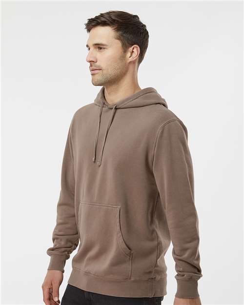 Independent Trading Co. Midweight Pigment-Dyed Hooded Sweatshirt PRM4500 Pigment Clay Custom Embroidered Business Logo