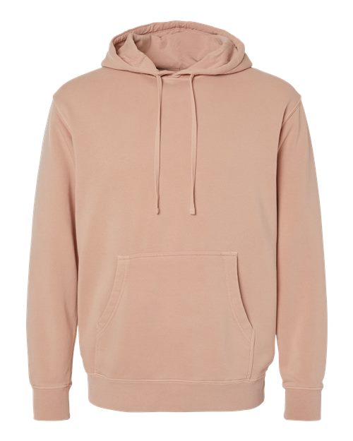 Independent Trading Co. Midweight Pigment-Dyed Hooded Sweatshirt PRM4500 Pigment Dusty Pink Custom Embroidered Business Logo