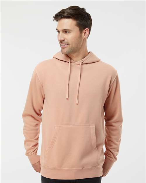 Independent Trading Co. Midweight Pigment-Dyed Hooded Sweatshirt PRM4500 Pigment Clay Custom Embroidered Business Logo