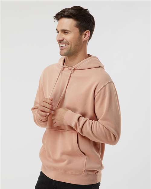 Independent Trading Co. Midweight Pigment-Dyed Hooded Sweatshirt PRM4500 Pigment Dusty Pink Custom Embroidered Business Logo